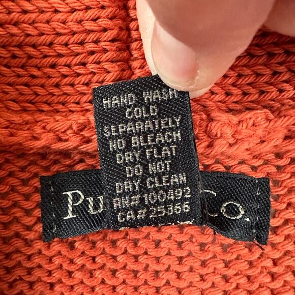 Pure & Co. Cocoon Knit Sweater Twist Knot Front V-Neck Shawl Collar S/M Orange - Picture 9 of 10